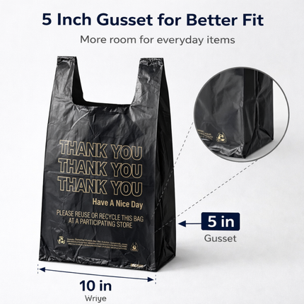 Black T-Sack Medium 10" x 5" x 18" 14 Mic - 1000/Case