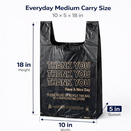 Black T-Sack Medium 10" x 5" x 18" 14 Mic - 1000/Case