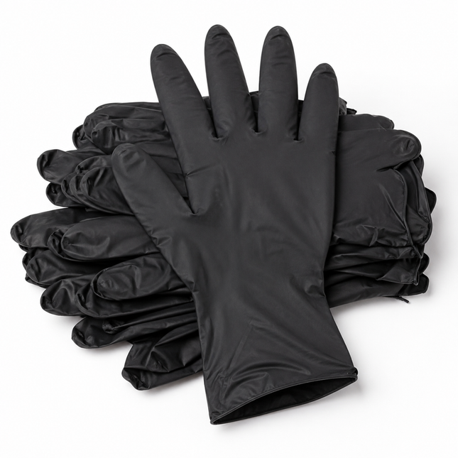 Large Black Powder-Free Nitrile 4 Mill Thick Gloves - 1000/Case