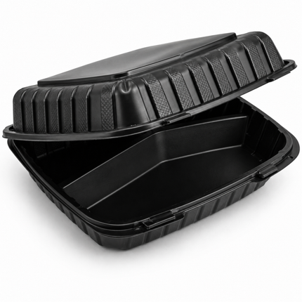 MFPP Black Hinged Container 3 Compartment 9x9 150/Case