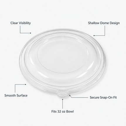 Rise Up Clear Plastic Lid for 32 oz Bagasse Bowl - 500/Case