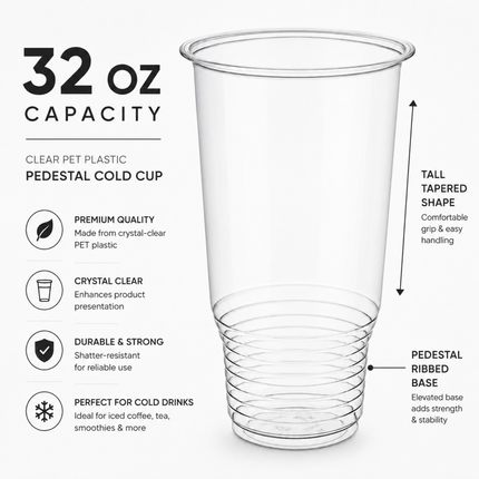 Rise Up 32 oz Clear PET Plastic Pedestal Cold Cup - 300/Case