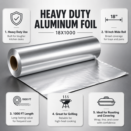 Heavy Duty Aluminum Foil Roll 18" x 1000 ft