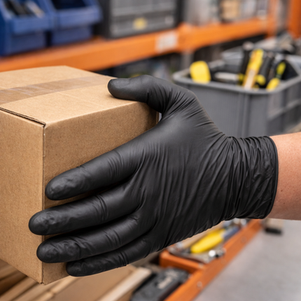 Large Black Powder-Free Nitrile 4 Mill Thick Gloves - 1000/Case
