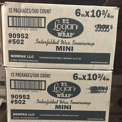 Papel encerado para envolver fiambres entrelazado de 6" x 10 3/4" de Logan<br> 6000/caja 