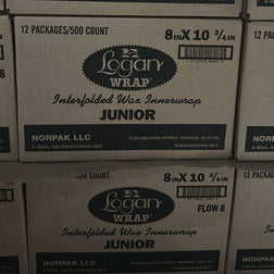 Papel encerado para envolver fiambres entrelazado de 8" x 10 3/4" de Logan<br> 6000/caja 
