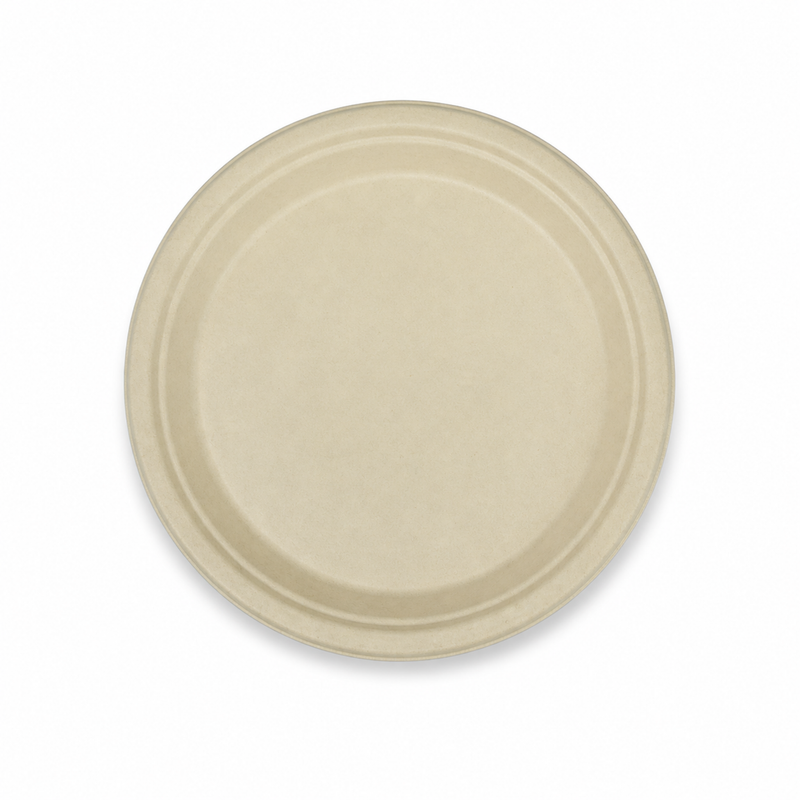Rise Up 10" Natural Bagasse Round Plate - 125/Case