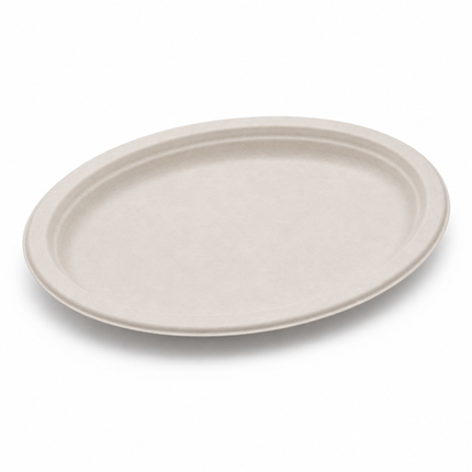Rise Up 12.5" Natural Bagasse Oval Plate - 500/Case