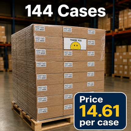 White T-Sack Happy Face 12X7X22 15 Mic 800/Case (Pallet pricing available) bulk case packaging