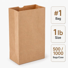 Brown Kraft Paper Bag #1 1 lb 500/1000 Bags/Case