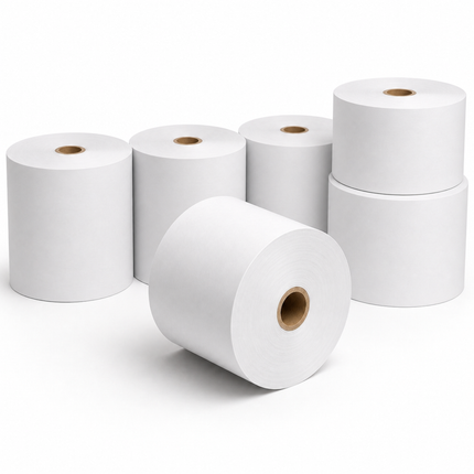 3 1/8" x 810' 80 GSM ATM Thermal Paper Roll – White (8/Case)