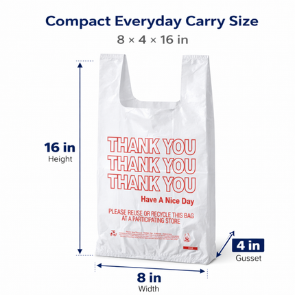 White T-Sack Small 8X4X16 13 Mic -1000/Case