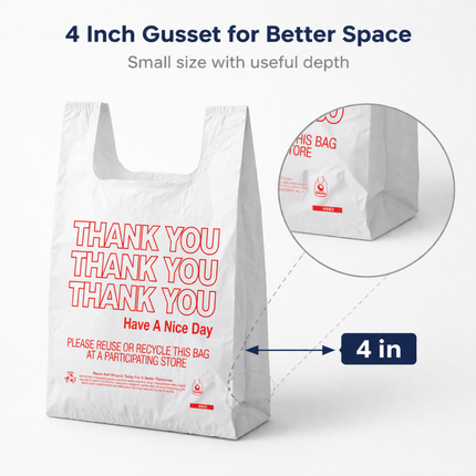 White T-Sack Small 8X4X16 13 Mic -1000/Case